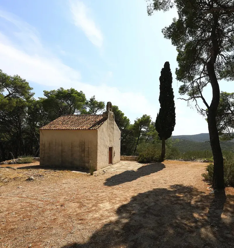 View of St. Pelegrin Chapel, a Romanesque-gothic chapel from the 14th century